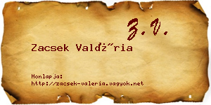 Zacsek Valéria névjegykártya